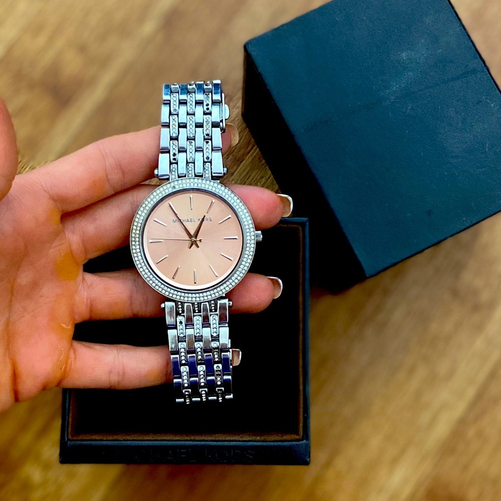 Michael Kors watch silver rose gold face